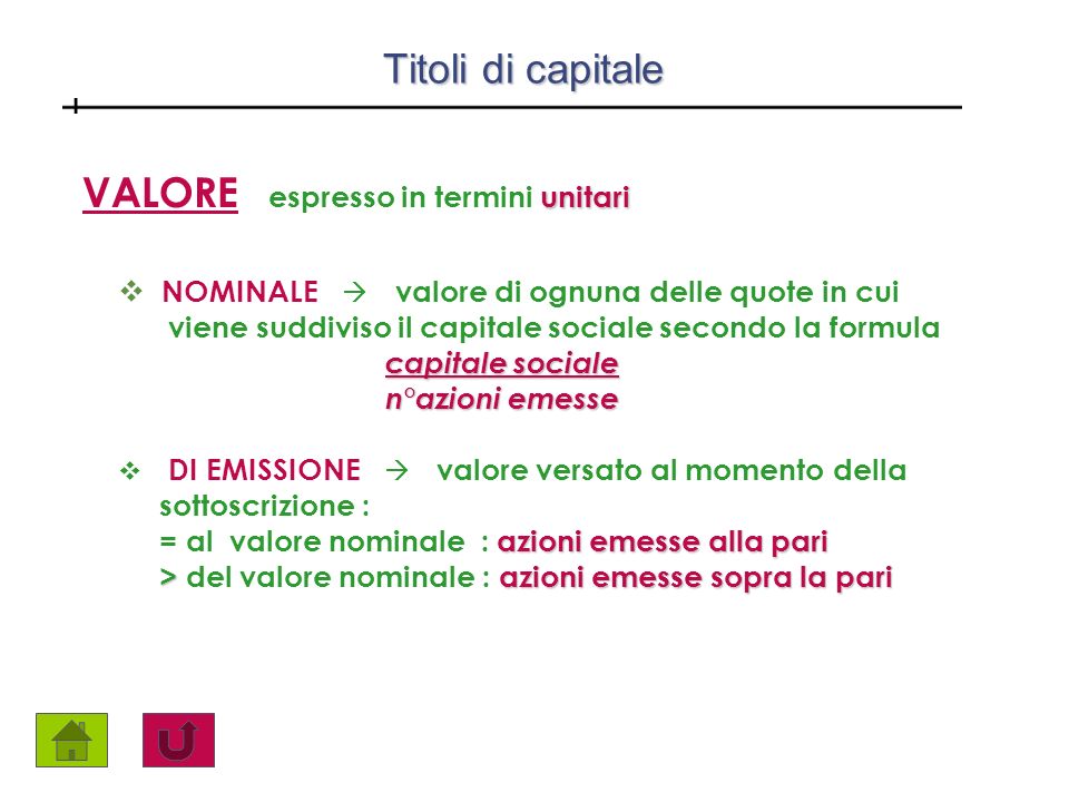 Valore sale nominale titolo